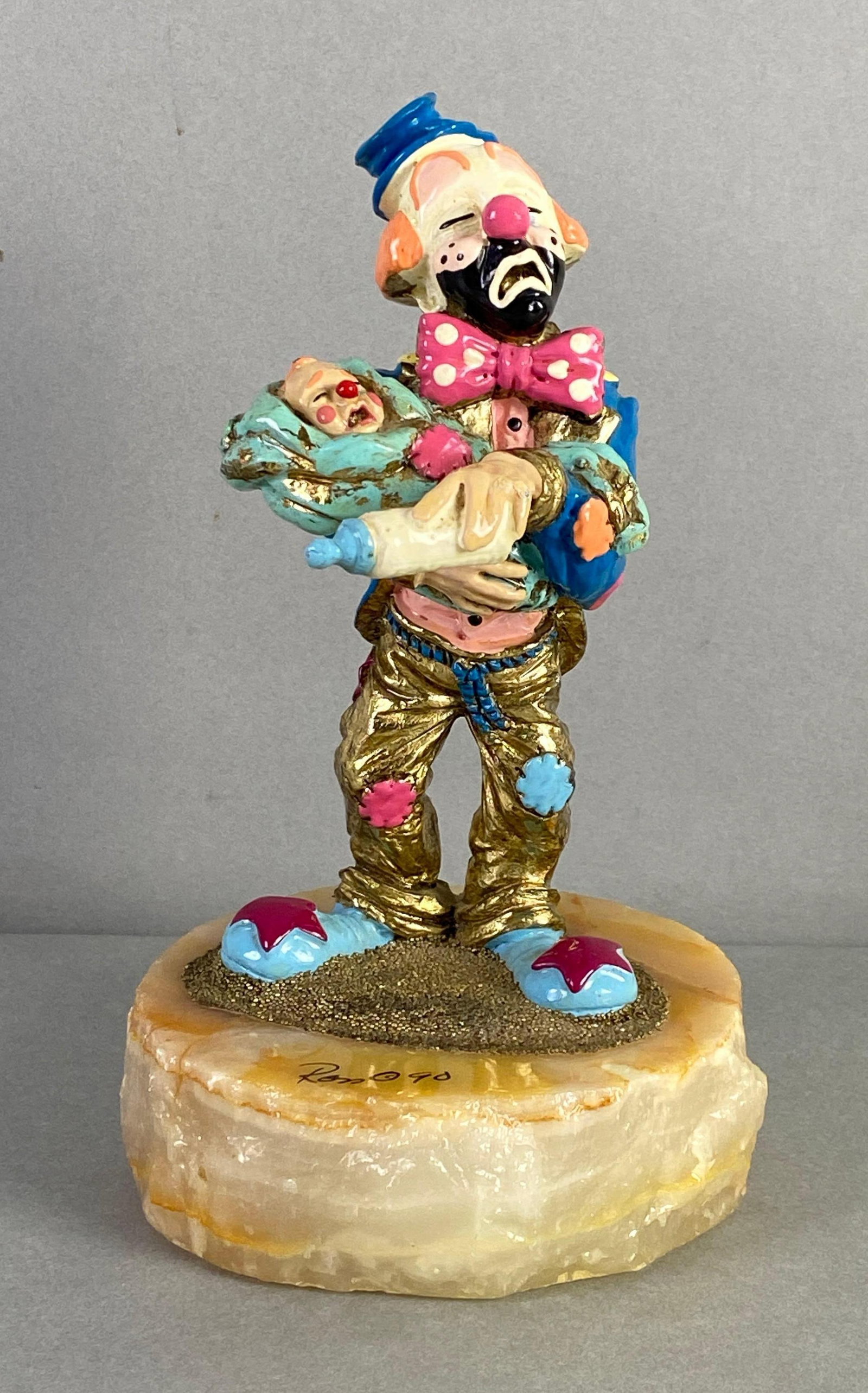 Limited Edition Ron Lee World of Clowns Crying Clown and Baby Sculpture: Limited edition 595 of 7500, measures 7 1/4 x 4 x 4 inches