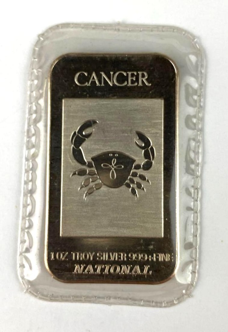 National Cancer 1 oz Troy Silver 999 + Bar: National Cancer 1 oz Troy Silver 999 + Bar