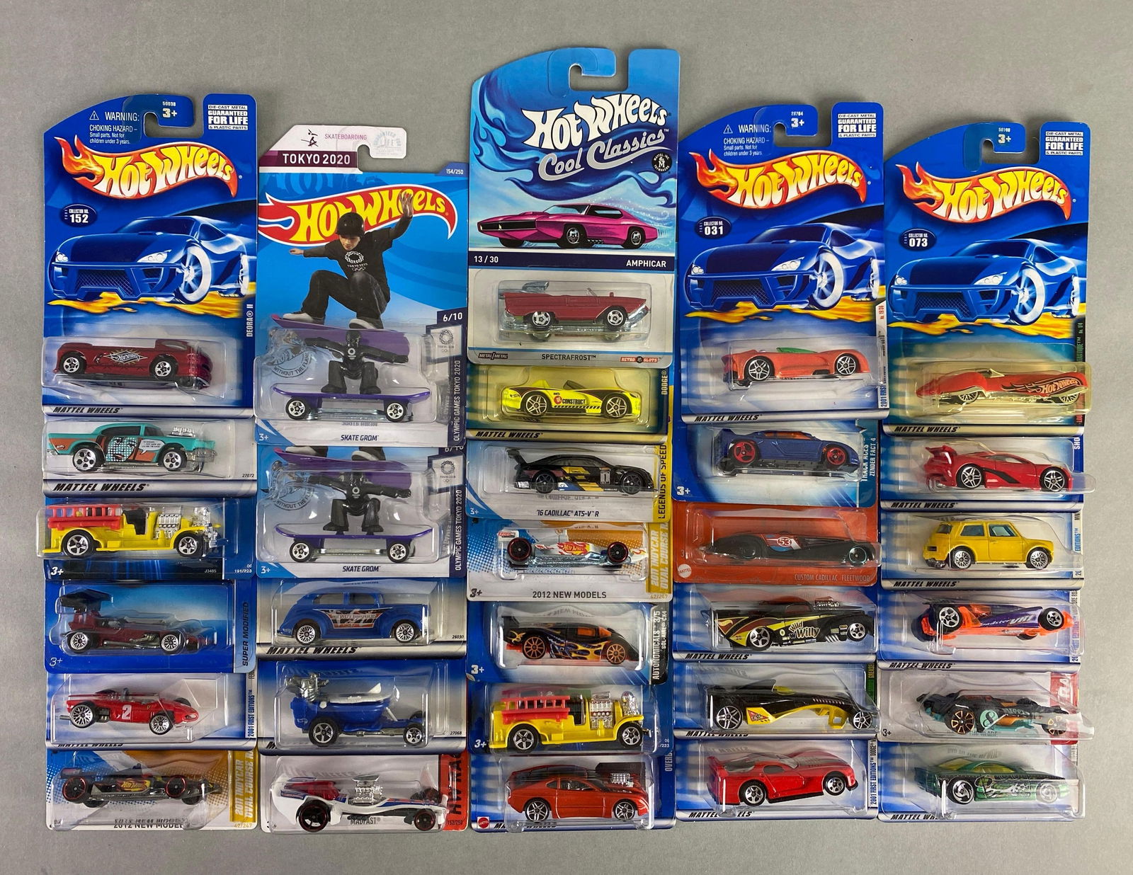 Group of 30 Mattel Hot Wheels Die-Cast Special Cars: Includes Skate Grom, Deora 2, Amphicar and more, like new in packaging