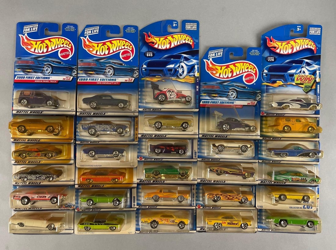 Group of Mattel Hot Wheels Die-Cast Cars: Includes jaded, 68 cougar, 65 impala Lowrider, and more