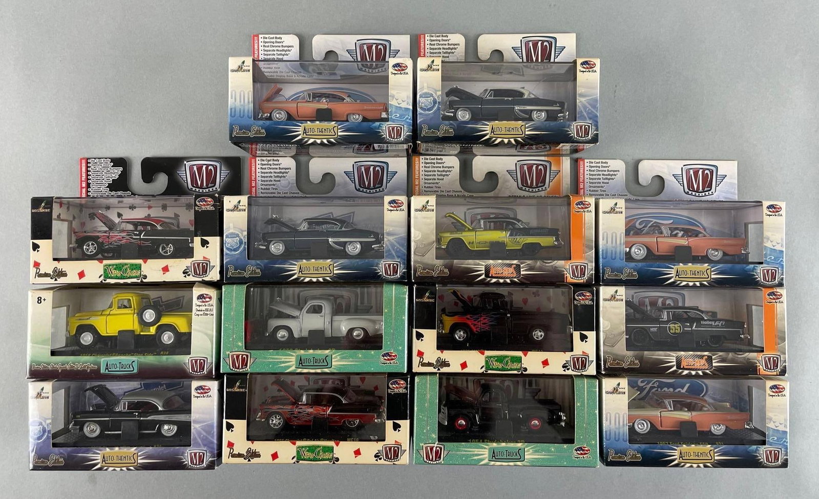 Group of M2 Machines Die-Cast Vehicles: Includes Studebaker, bel air, fairlane, and more. 1/64 scale