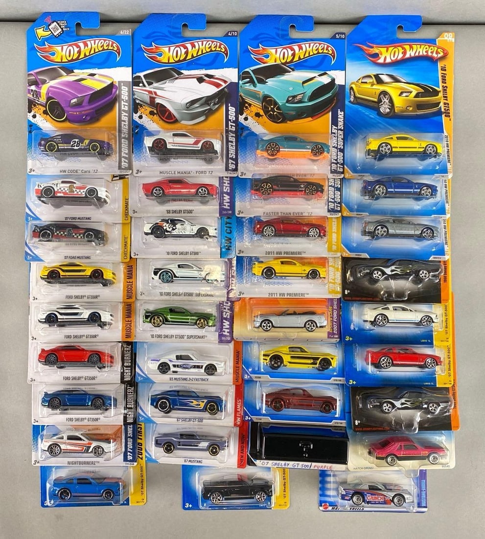 Group of 35 Mustang Die-Cast Cars and More: Includes ‘07 Shelby GT-500, ‘67 Mustang, Ford Shelby GT350 R and more.