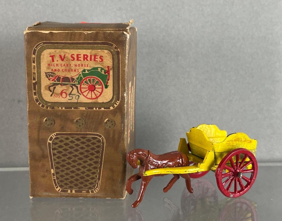 Vintage Benbros No. 6 Die-Cast Milk Cart: Includes original box, horse