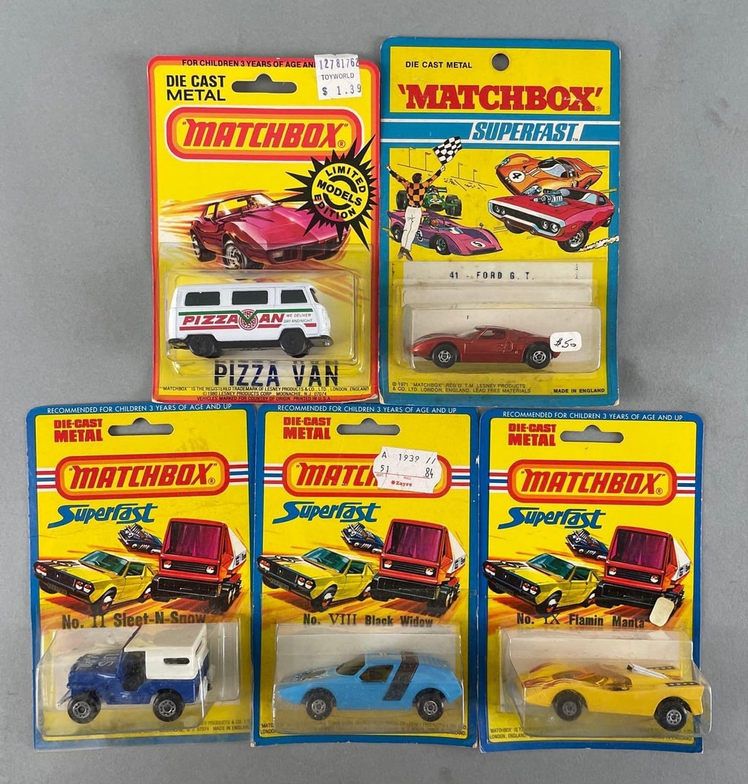 Group of Matchbox Die-Cast Vehicles: Includes ford gt, black widow, flamin manta, and more