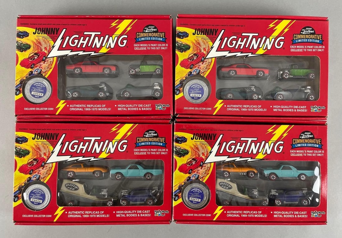 Group of Johnny Lightning Limited Edition Die-Cast Vehicle Sets: Exclusive paint color sets, 1/64 scale Dodge concept, original packaging