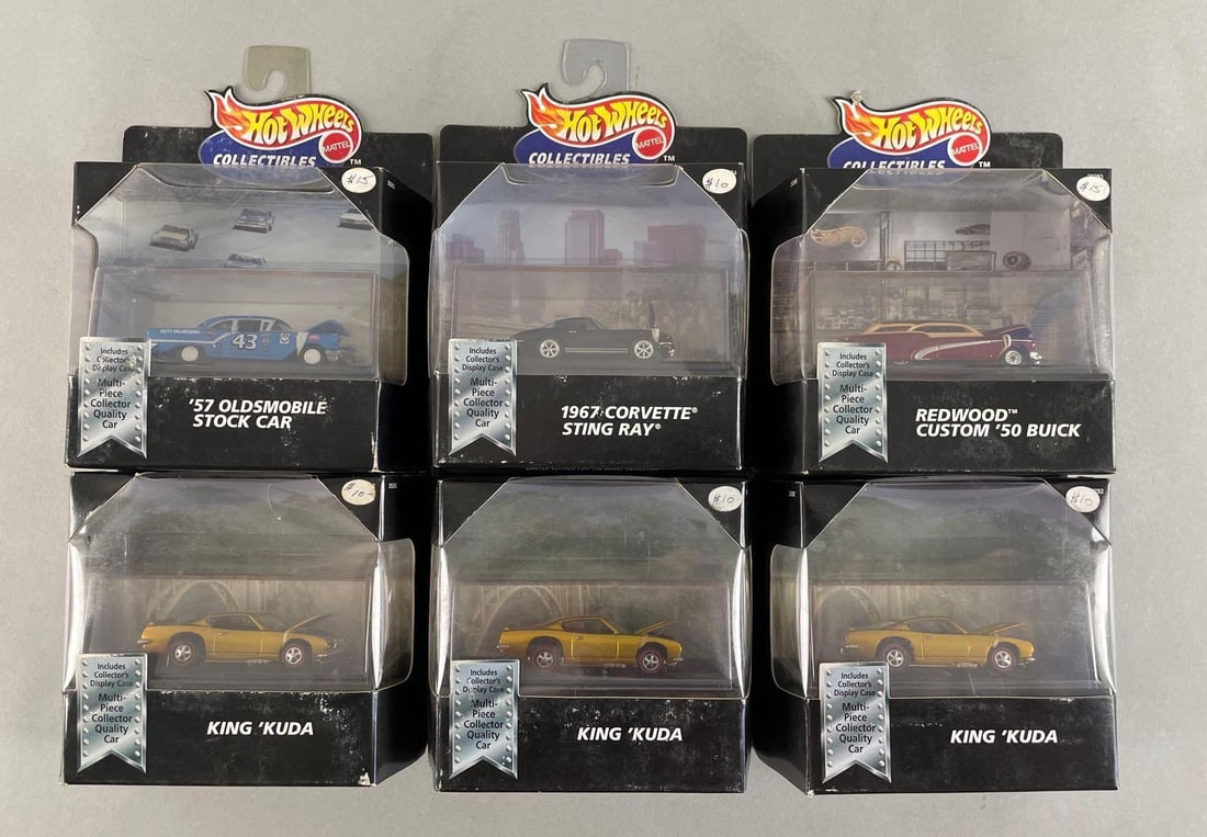 Group of Mattel Hot Wheels Limited Edition Die-Cast Vehicles: Includes king kuda, 57 olds stock car, 67 stingray, and more. 1/64 scale