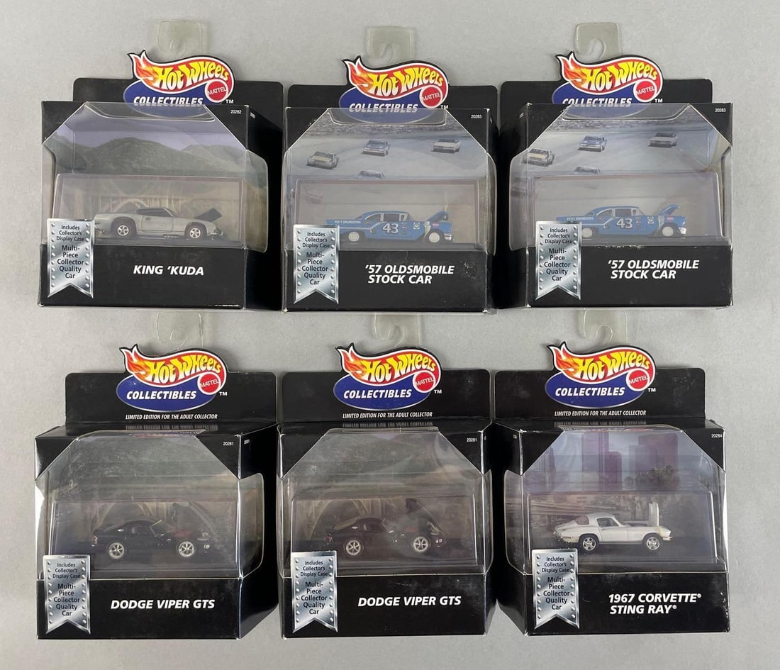 Group of Mattel Hot Wheels Limited Edition Die-Cast Vehicles: Includes 67 corvette stingray, king kuda, dodge viper GTS. 1/64 scale