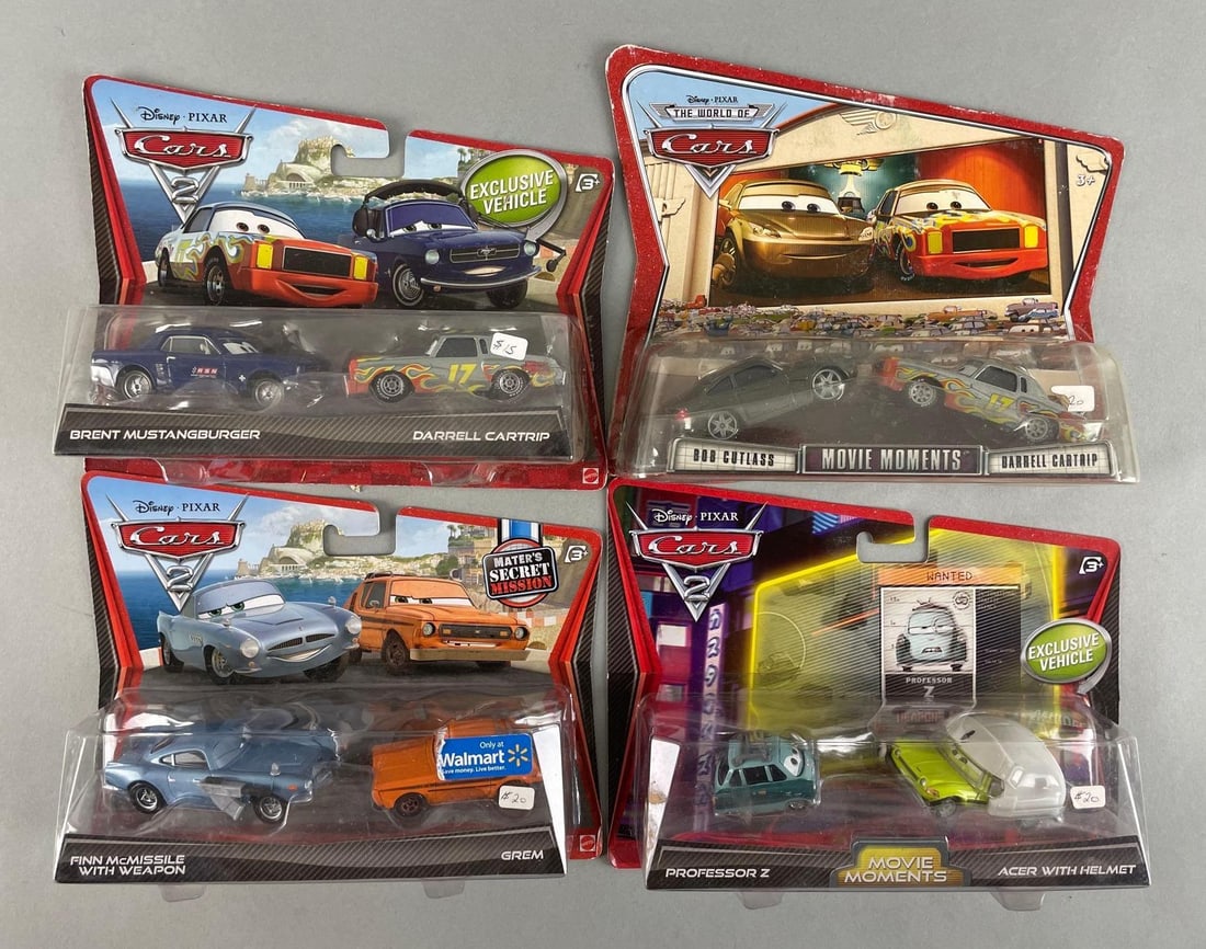 Group of Mattel Disney Pixar Cars Die-Cast Vehicle Packs: Approximately 1/64 scale, original packaging