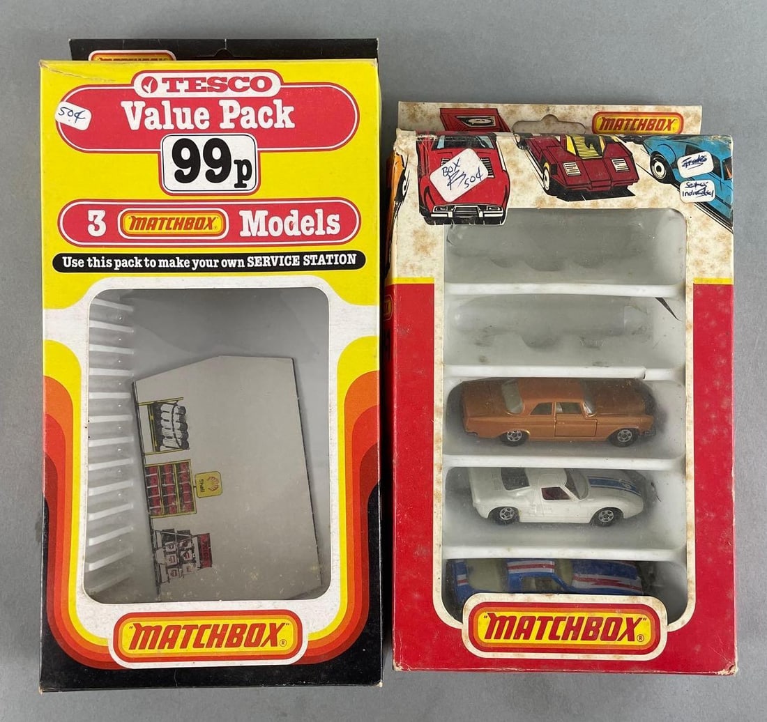 Group of 2 Vintage Matchbox Boxes and Die-Cast Cars (1 of 3)