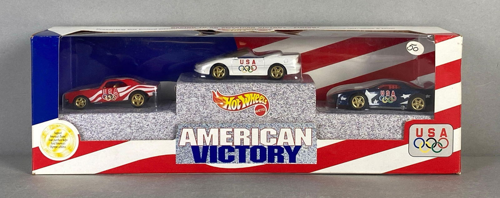 1996 Mattel Hot Wheels American Victory Die-Cast Gift Pack: Includes 67 Camaro, 95 Camaro convertible and 93 Camaro coupe, like new in packaging