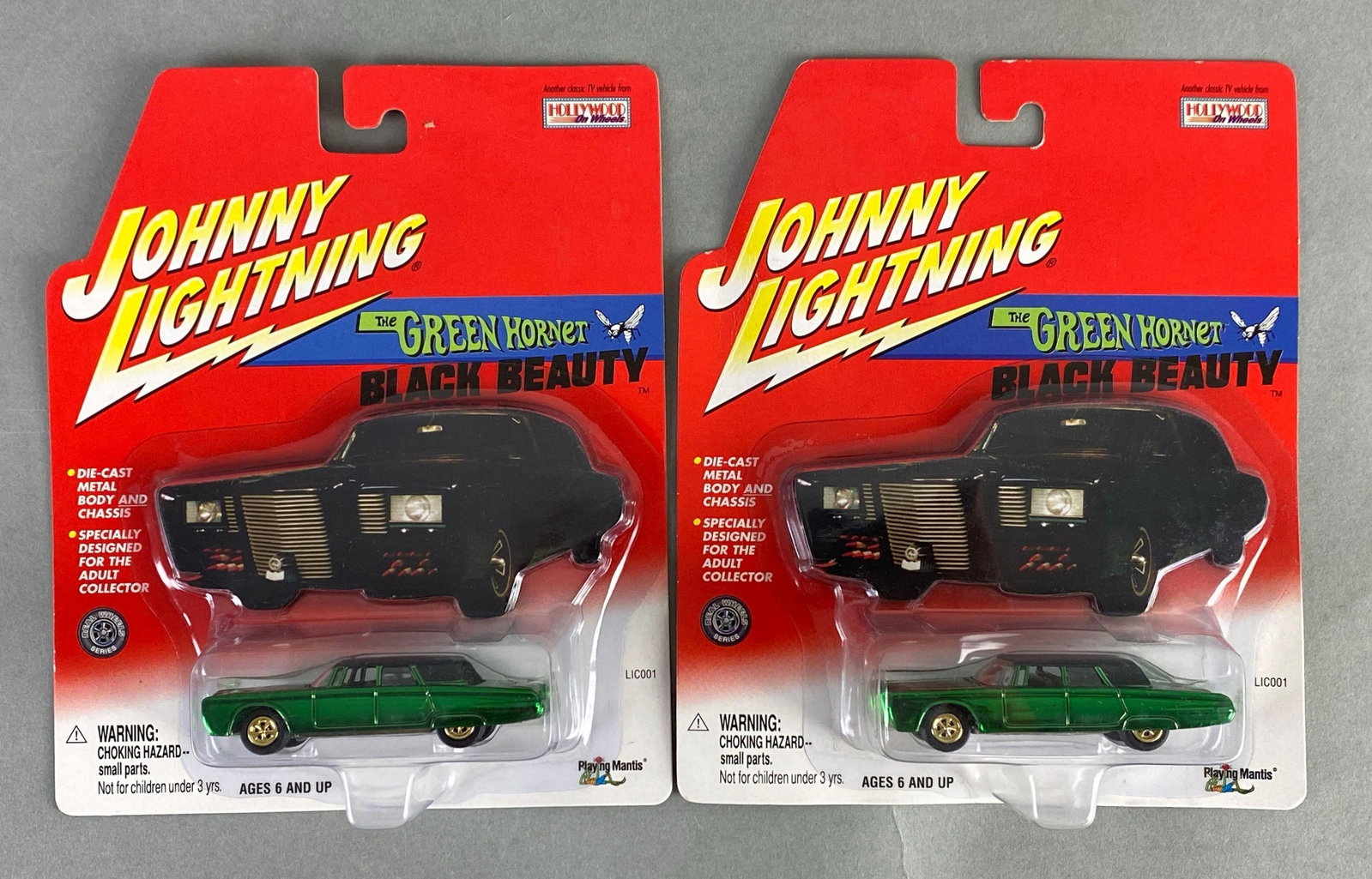 Group of 2 Playing Mantis Johnny Lightning The Green Hornet Black Beauties: Die-Cast, like new in packaging