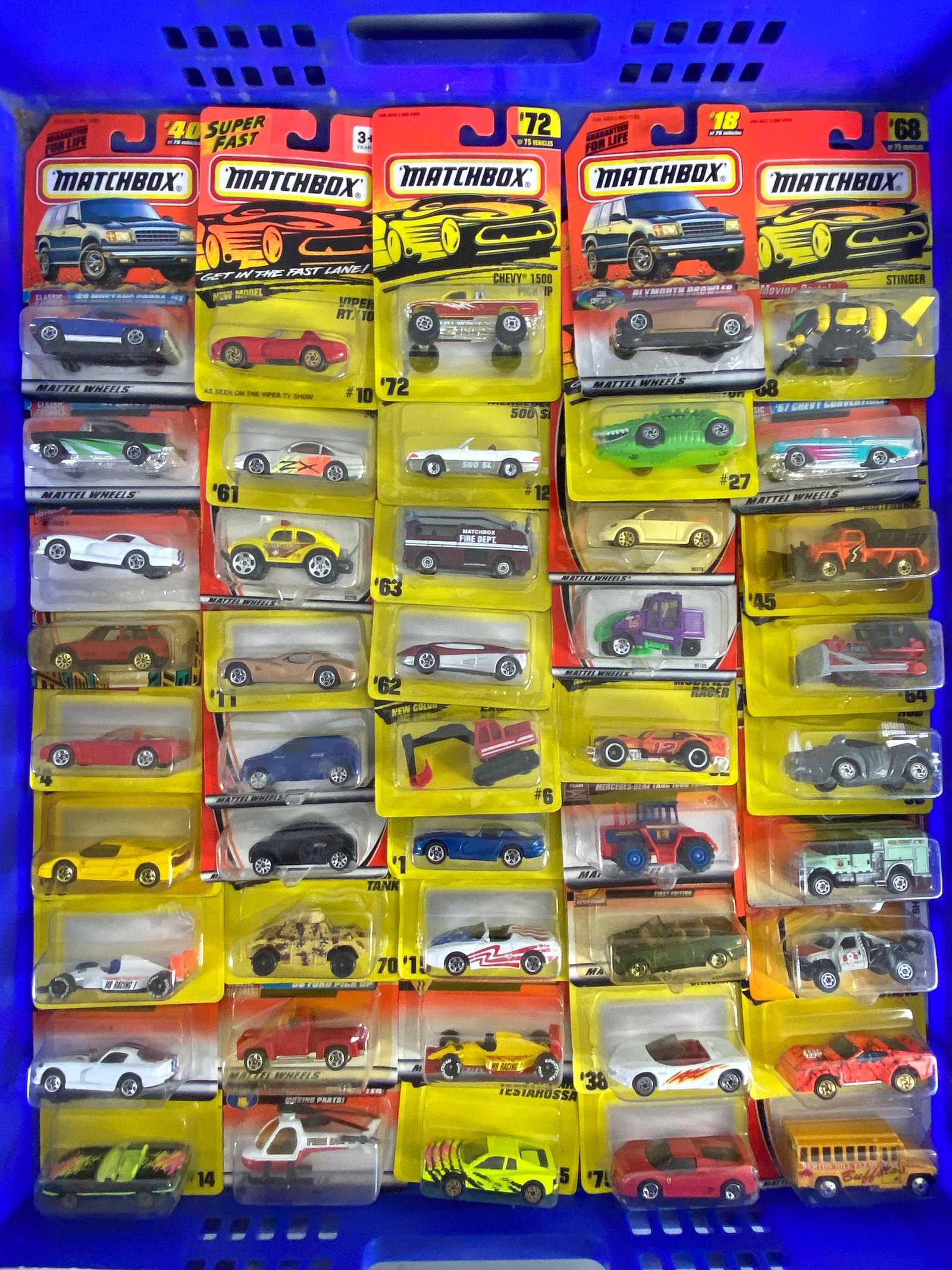 Group of 40 Matchbox Cars and More: like new in packaging, includes trucks, aircraft, classic cars and more