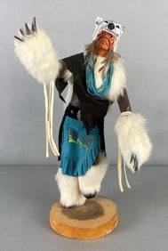 R.C. White Horse Native American White Bear Warrior Kachina Doll