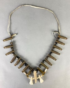 Native American Buffalo Teeth and Shell Casings Necklace