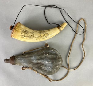 Group of 2 Gunpowder Horns/Flasks
