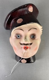 Repainted 1940s Chalkware Chef String Holder
