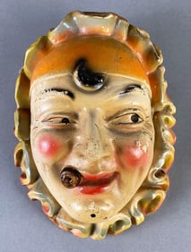 Chalkware Smoking Cigar Jester String Holder