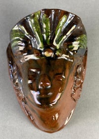 Mayan Style Figural Glazed Pottery String Holder