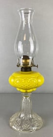 Yellow and Clear Prince Edward Style Glass Oil Lamp