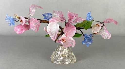 Vintage Hand-Blown Art Glass Floral Centerpiece