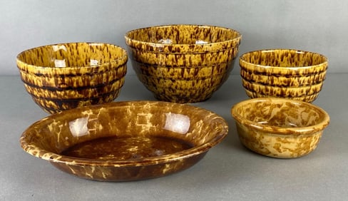 Group of Yelloware Oven Ware Bowls and More