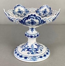 Meissen Blue Onion Porcelain Lattice Compote