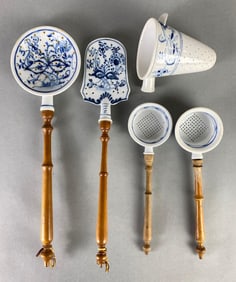 Group of Blue Onion Porcelain Strainers