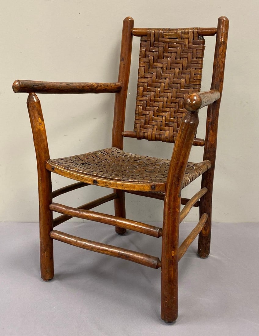 Martinsville Indiana Old Hickory Woven Cane Chair: NO SHIPPING AVAILABLE. THIRD PARTY SHIPPING RECOMMENDED. Measures 36 x 25 x 22 inches.