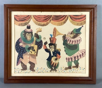 Leonard Weisgrad Circus Monkeys Childrens Book Plate Lithograph