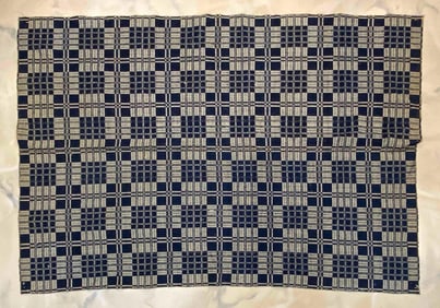 Blue and White Plaid Throw/Coverlet