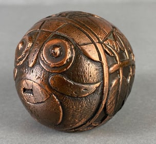 Banthrico Gauguin Carved Coconut Metal Coin Bank