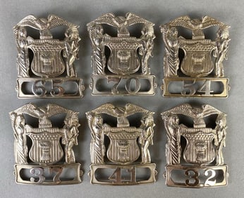 Group of 6 Obsolete Illinois Police Hat Badges
