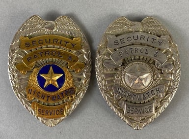 Group of 2 Security, Patrol, and Nightwatch Service Badges