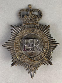 Heartfordshire Constabulary Police Helmet Plate Badge Queens Crown