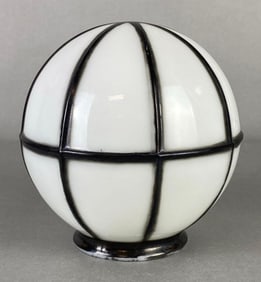 Art Deco Black Lined Milk Glass Lamp Shade