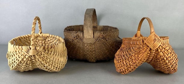 Group of 3 Buttocks Egg Gathering Woven Baskets