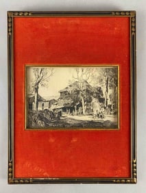 1969 Leonard R. Squirrell A Little Black Barn in Suffolk Etching on Paper