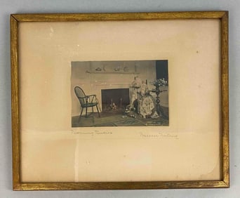 Signed 1910 Wallace Nutting Morning Duties Hand Tinted Photo Print