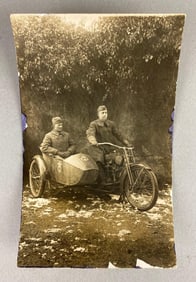 Pre 1918 Military Motorcycle with Sidecar Real Photo Postcard