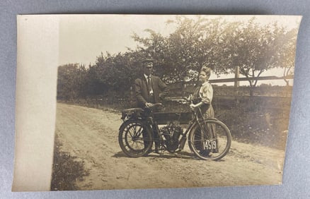 Pre 1918 Curtiss Motorcycle Real Photo Postcard