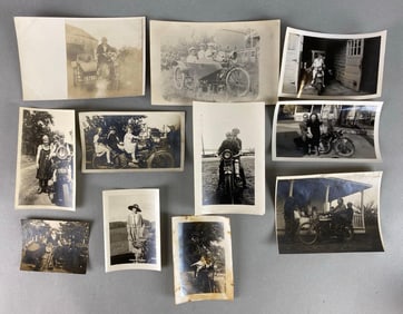 Group of 11 Mostly Pre 1918 Motorcycle Photos and Postcards