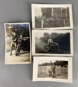Group of 4 Pre 1918 Motorcycle Real Photo Postcards