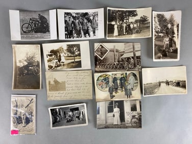 Group of 13 Mostly Pre 1918 Motorcycle Real Photo and Postcards