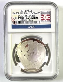 2014 P US Mint Baseball Hall of Fame 1 oz Silver Round NGC PF69 Ultra Cameo Early Release