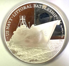2022 NIUE US Navy Littoral Battleship Proof Like 1 oz .9999 Fine Silver