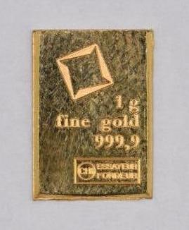 Essayeur Fondeur 1 Gram .999 Fine Gold Ingot / Bar: One Gram .9999 Fine Gold.