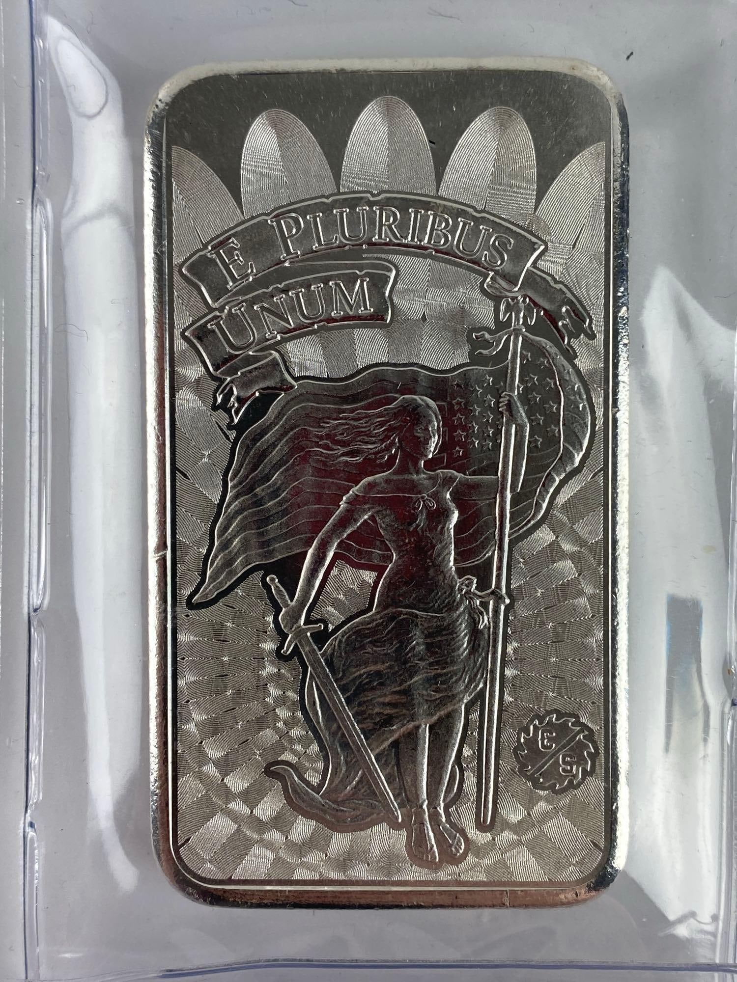 Unity and Liberty 5oz .999 Troy Fine Silver Ingot/Bar: E Pluribus Unum