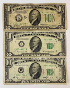Group of (3) 10 Dollar Bills