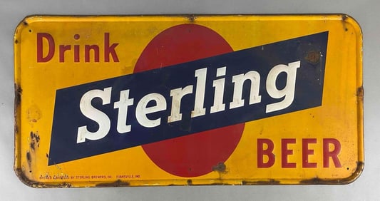 Vintage Sterling Beer Metal Advertising Sign