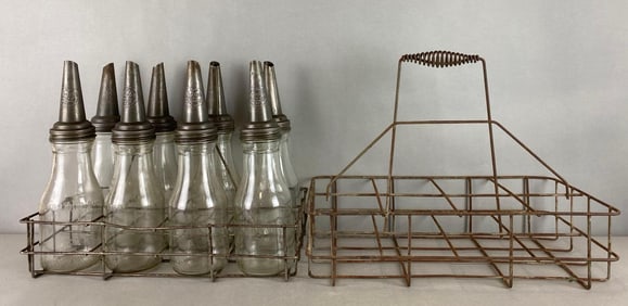 The Master Mfg. Co. 6 Glass Oil Bottles with Metal Carrier and More